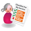 An older woman holding up a checklist